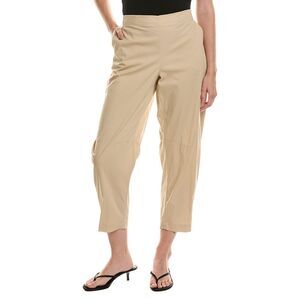 Anne Klein Womens  Petite Pull-On Barrel Leg Poplin Pant, Brown